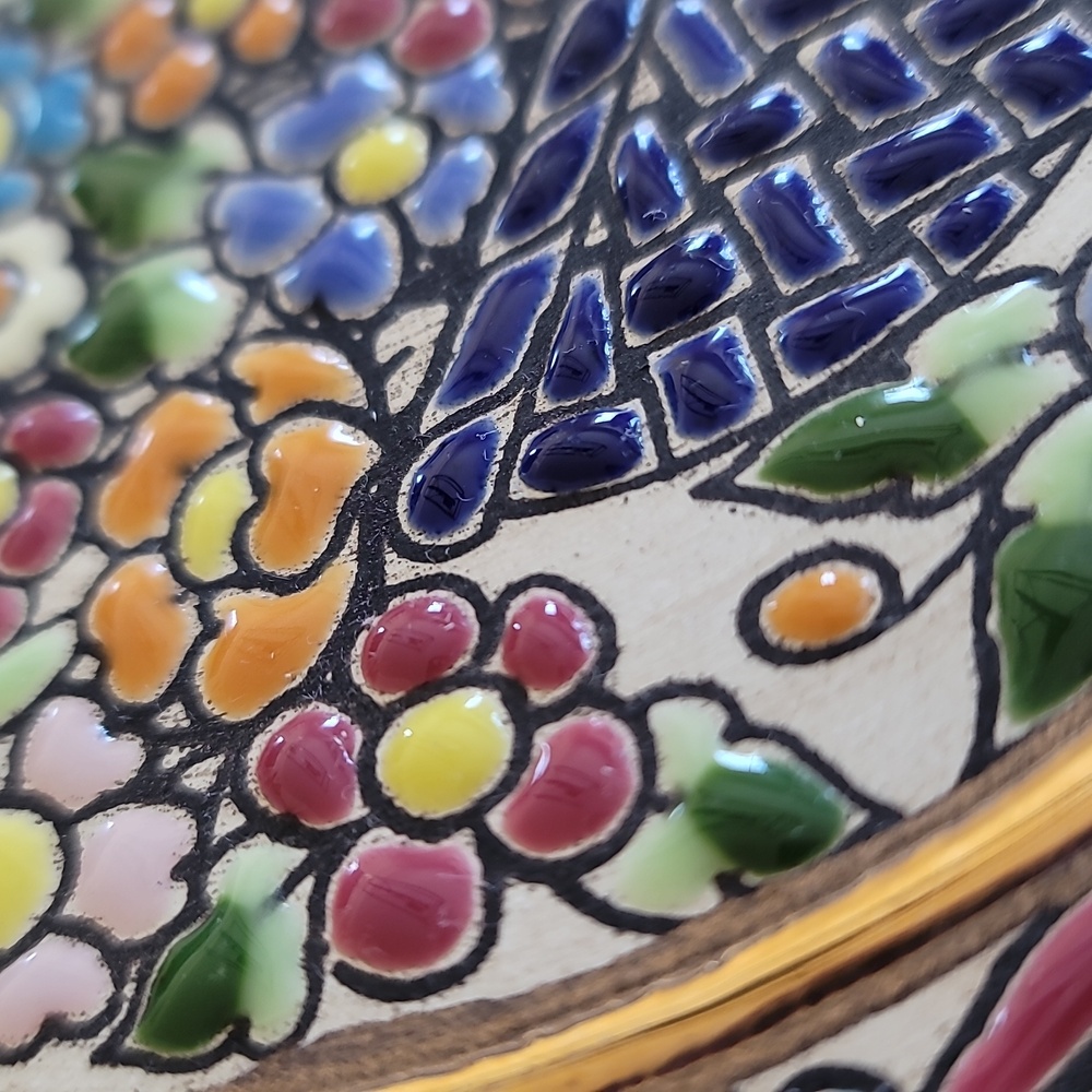 Spanish Wall Plate 24kt Gold Trim. 9” Diameter. Inlaid Hand Crafted In Sevilla - Picture 9 of 15